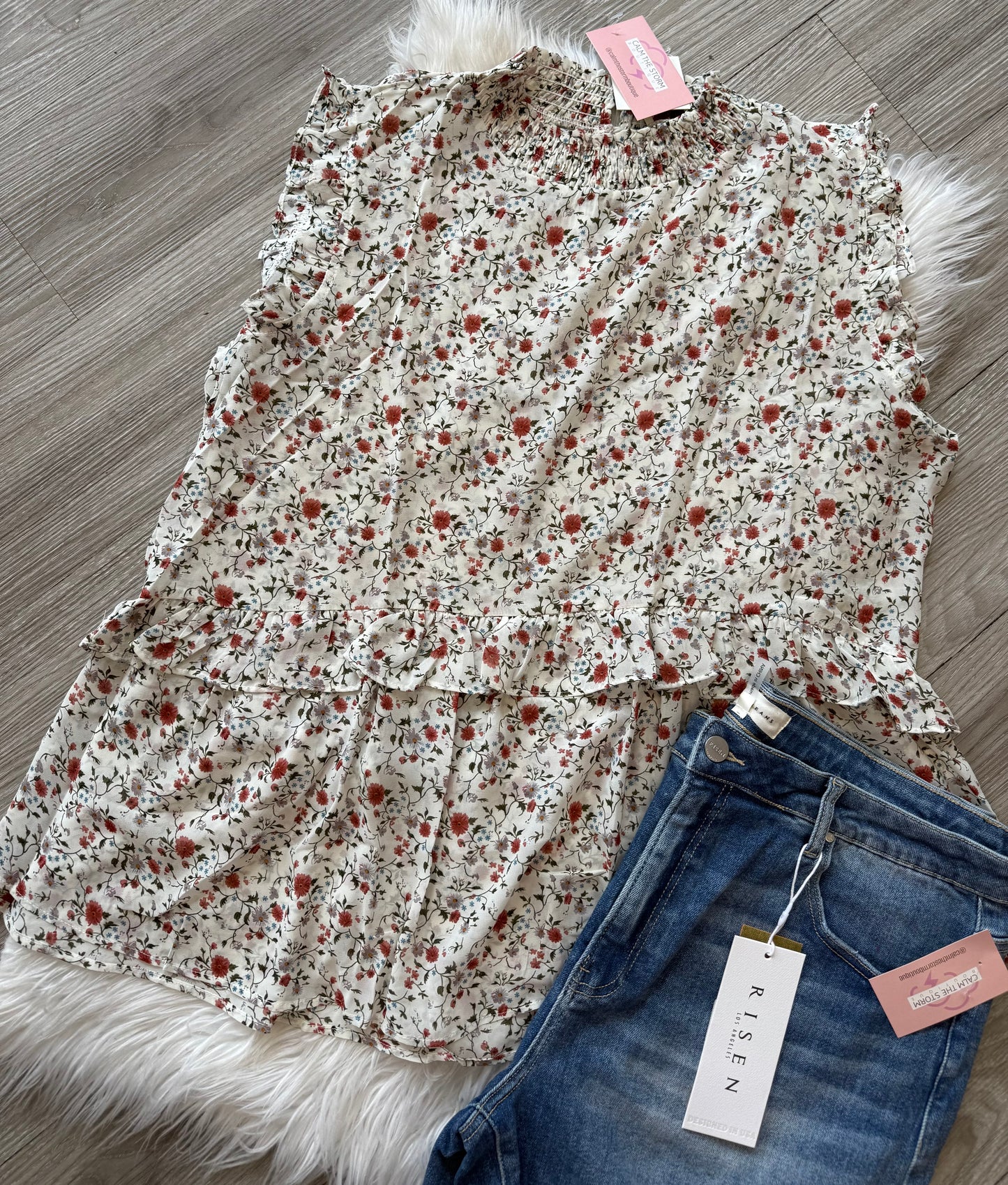 Curvy Floral Cap Sleeve Shirt