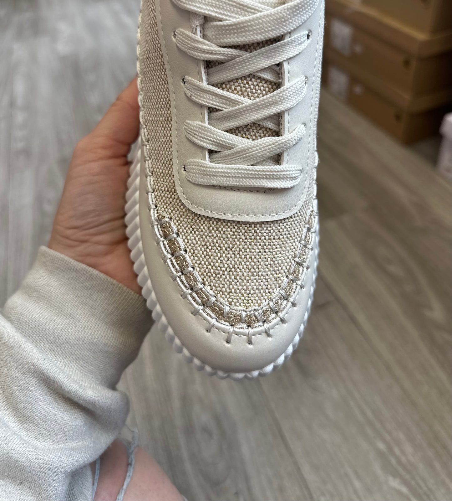 Gold Stitched Platform Tennies