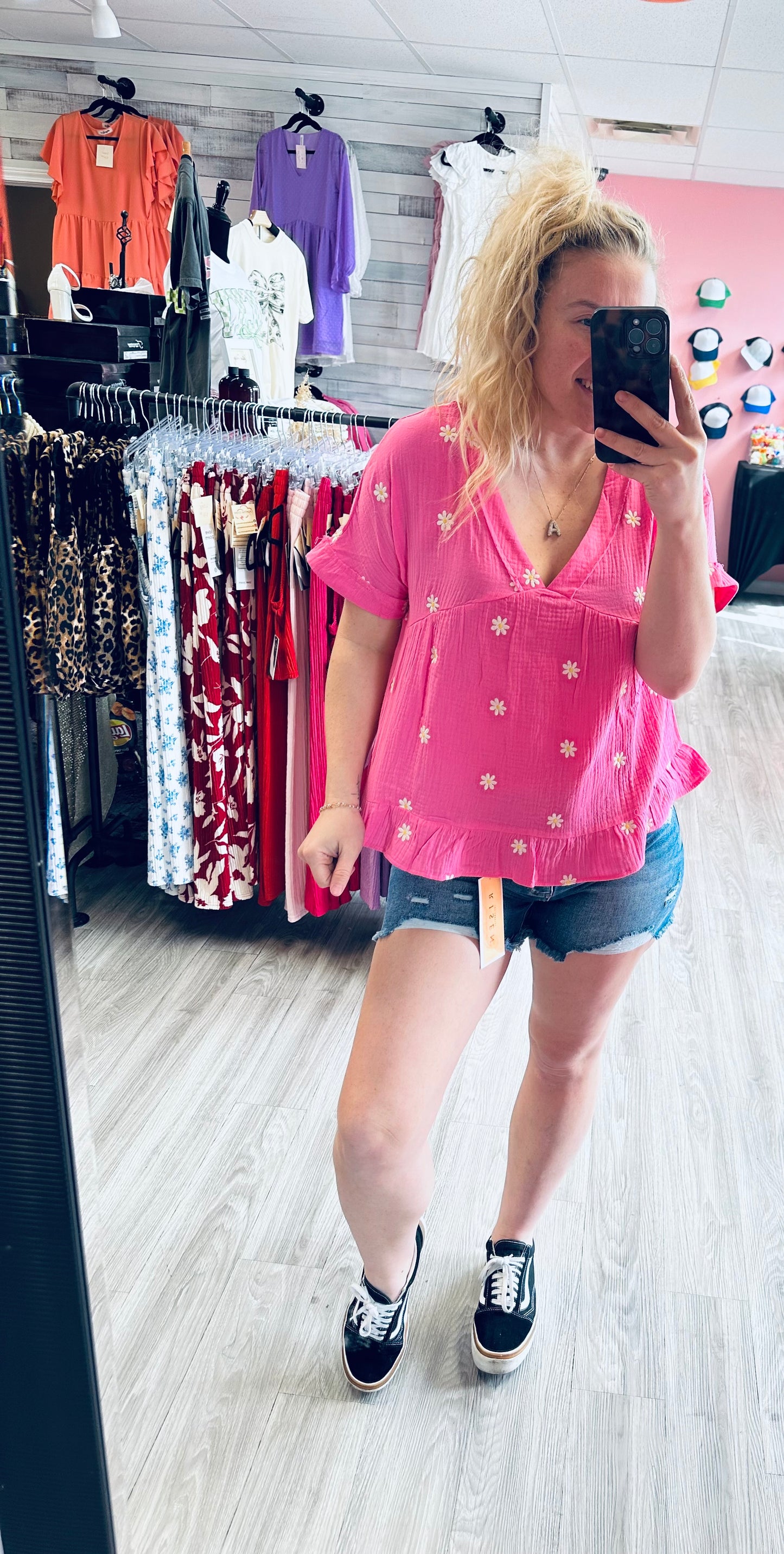 Embroidered Flowers Top