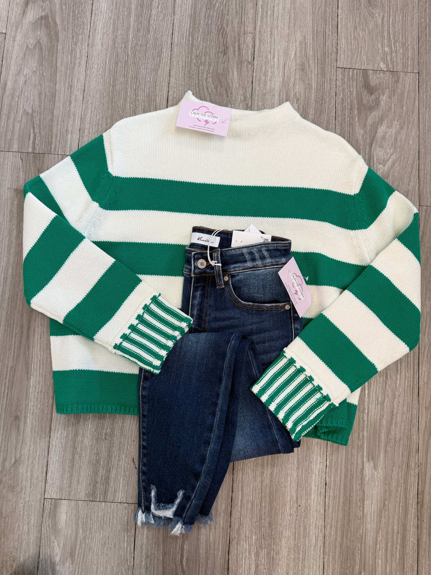 Green Striped Sweater