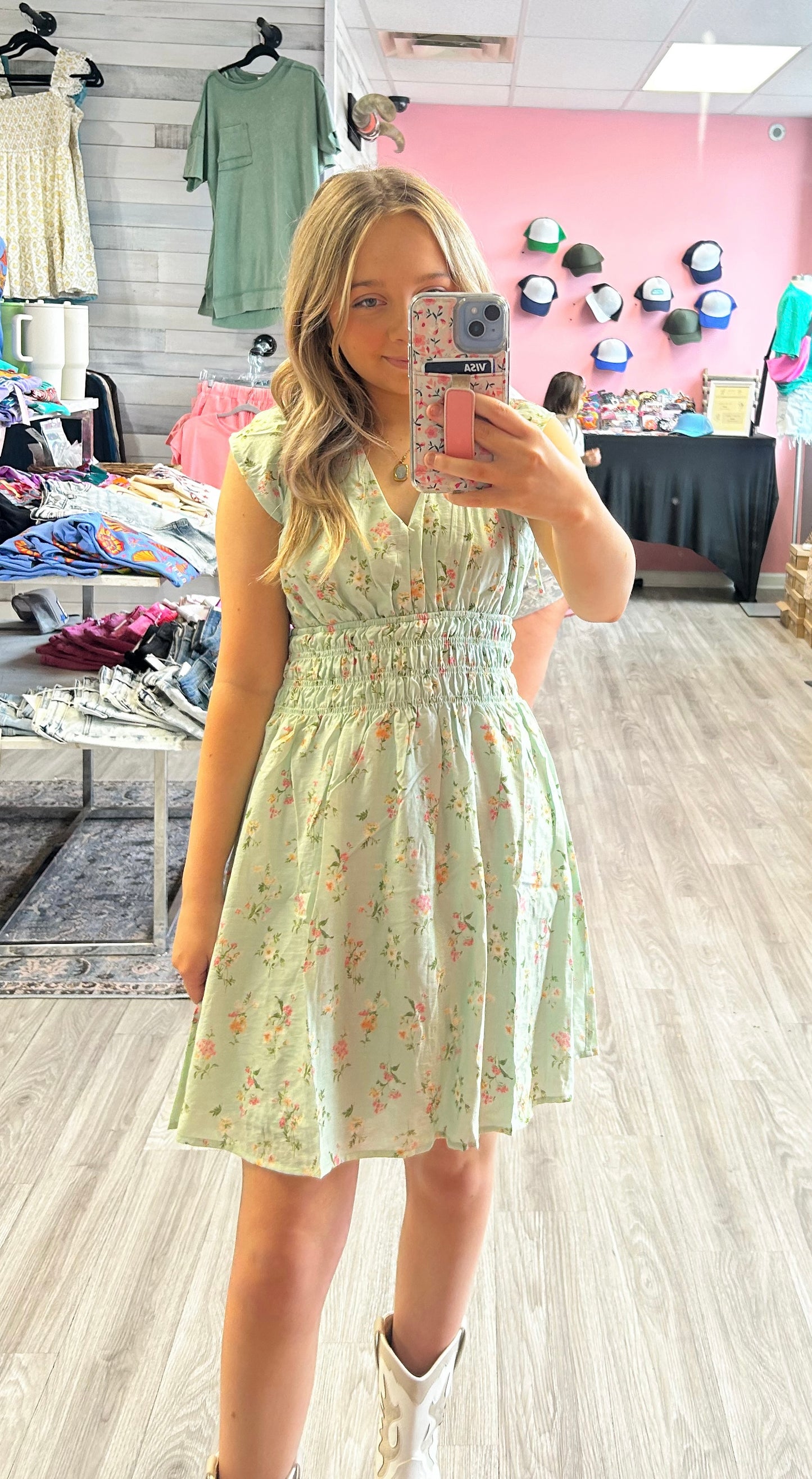 Sage Floral Dress