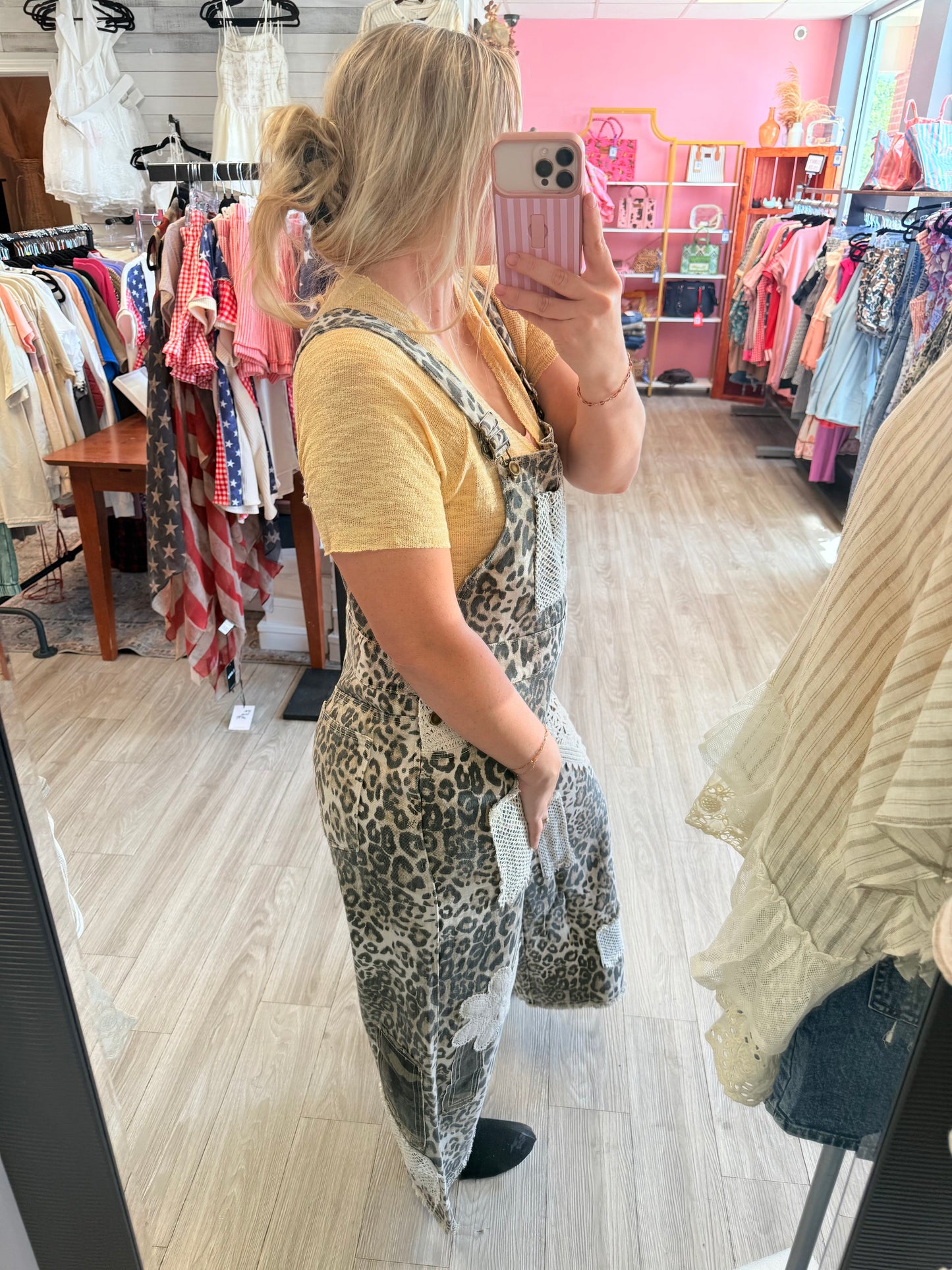 Cheetah Boho Patch Overalls