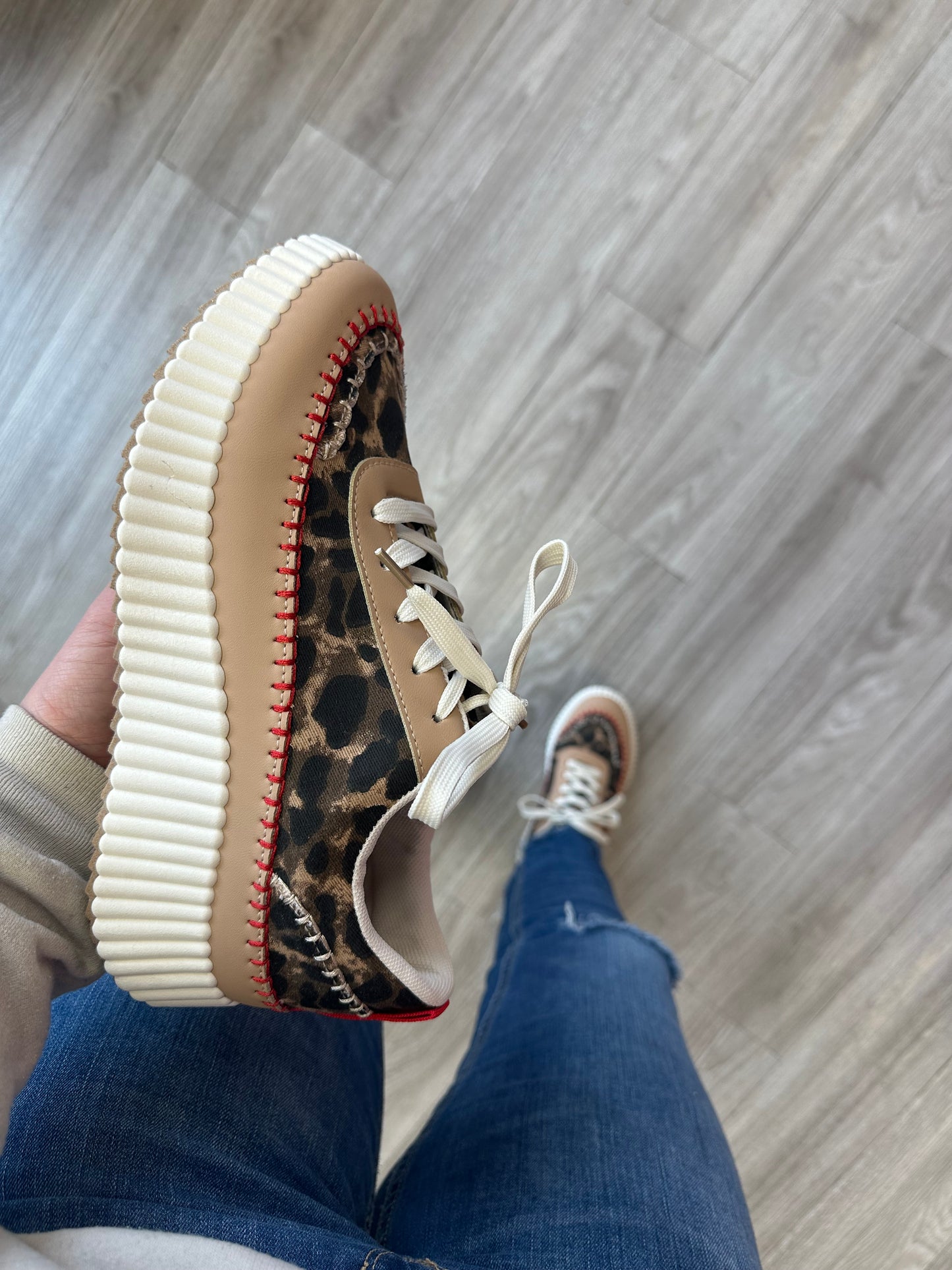 Cheetah Red Stitch Platform Sneaker