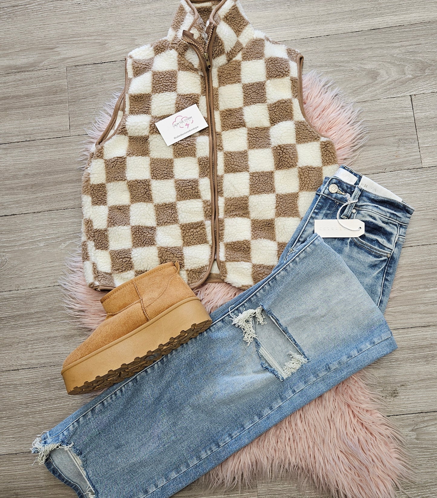Checkered Sherpa Vest