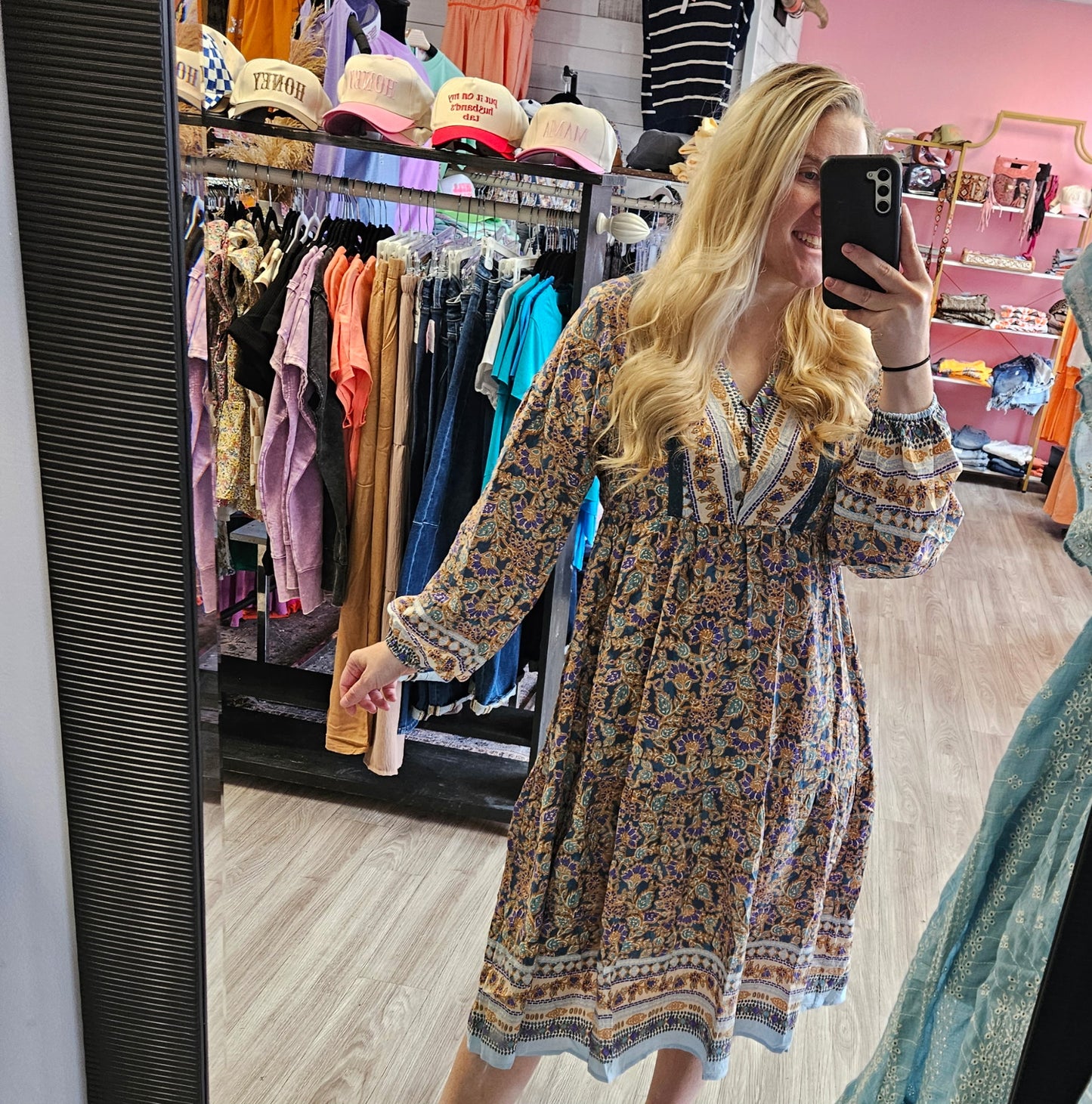 Falling For Fall Dress-Blue