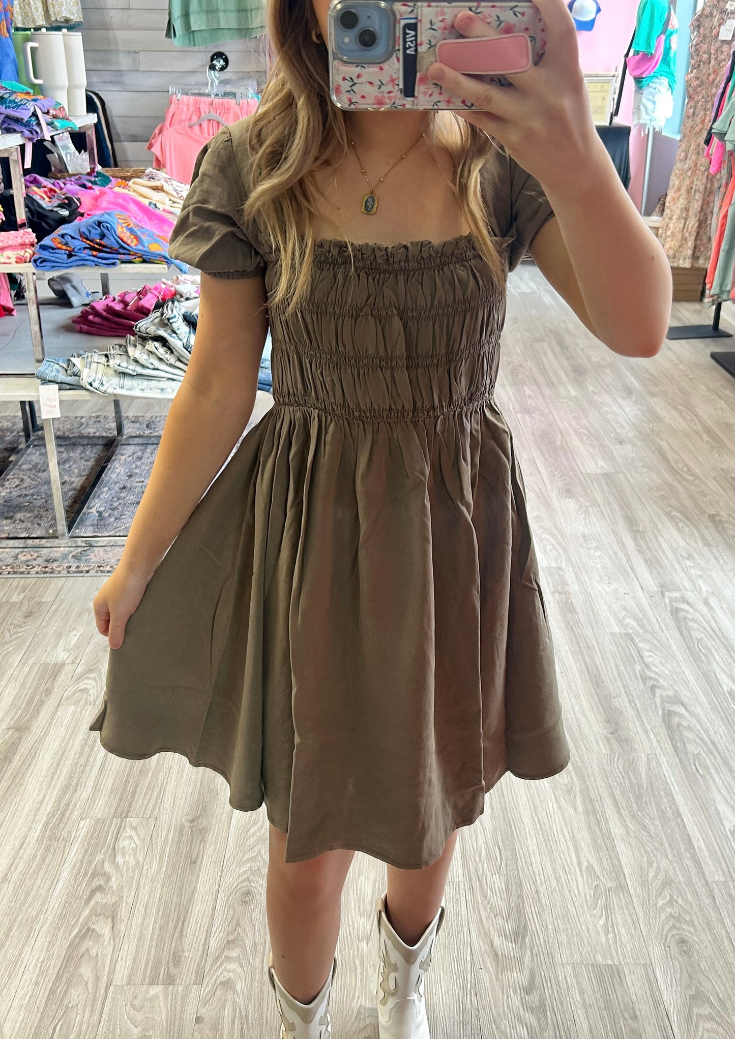 Chocolate Smocked Dress