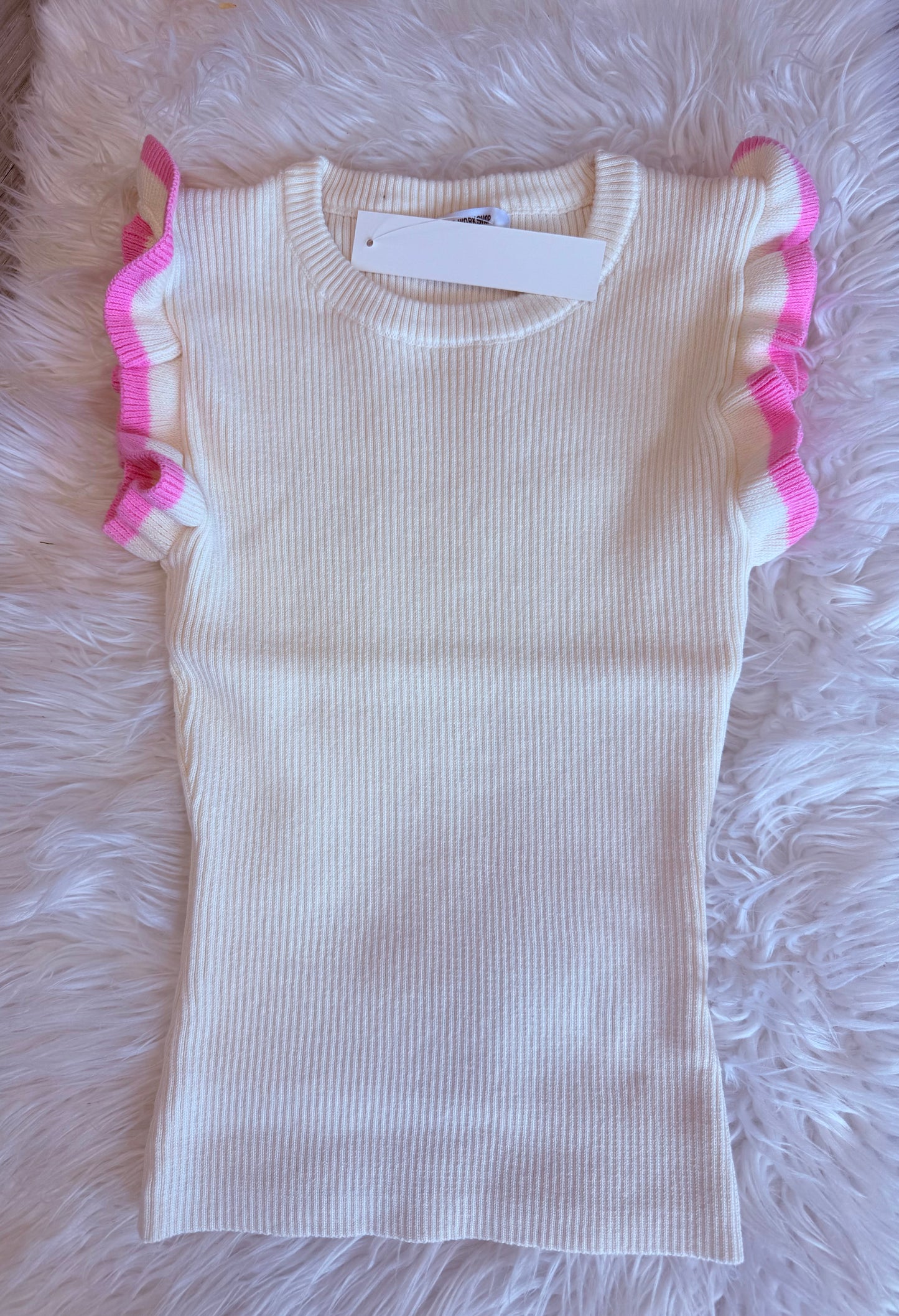 Ribbed Ruffle Sleeve Shirt