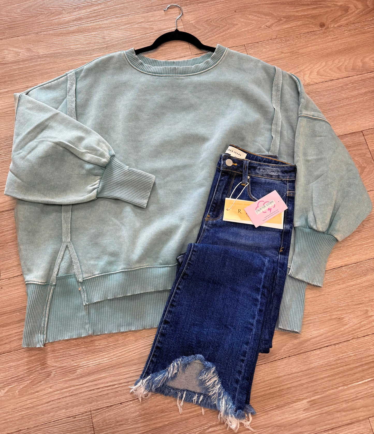Split Hem Sweatshirt Ash Jade