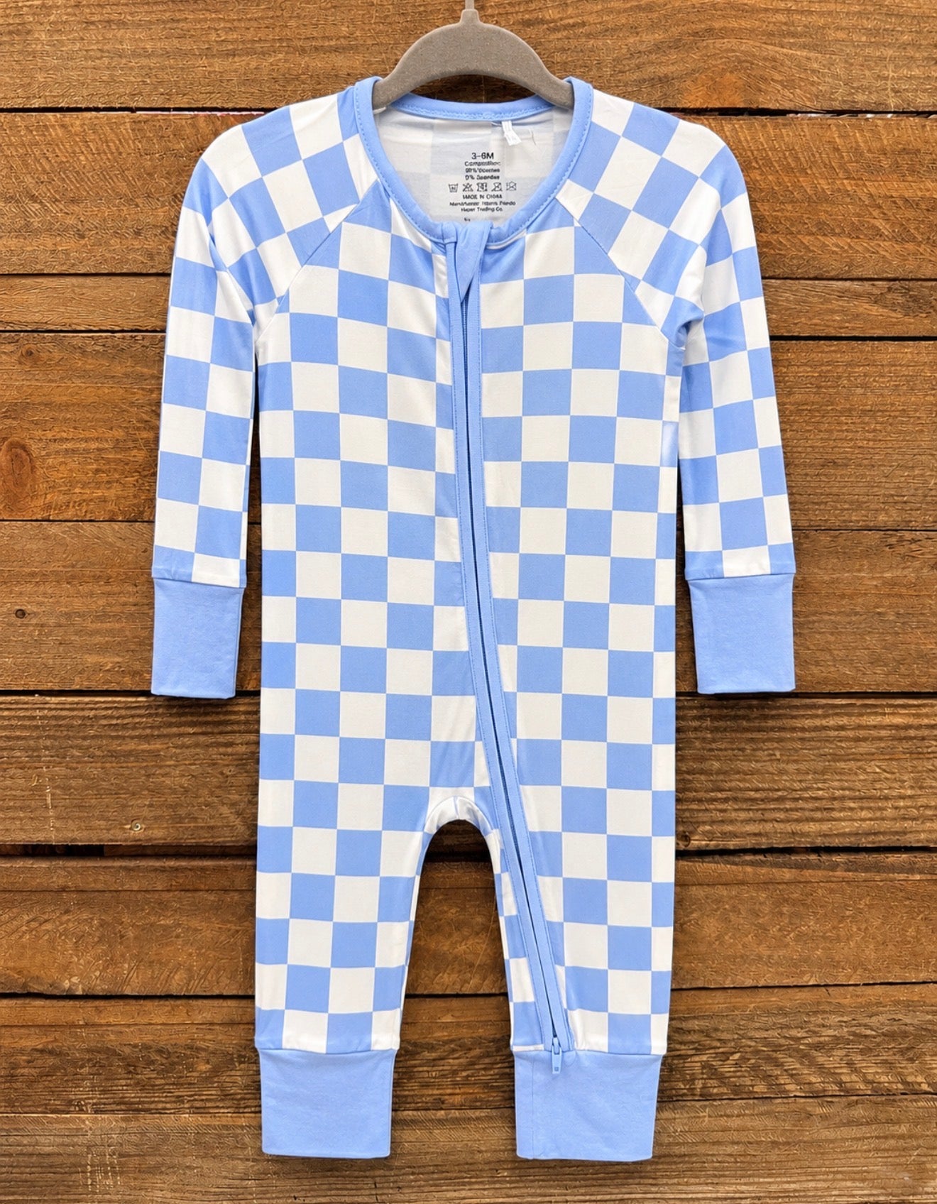 Baby's Blue Checkered Bamboo Sleeper
