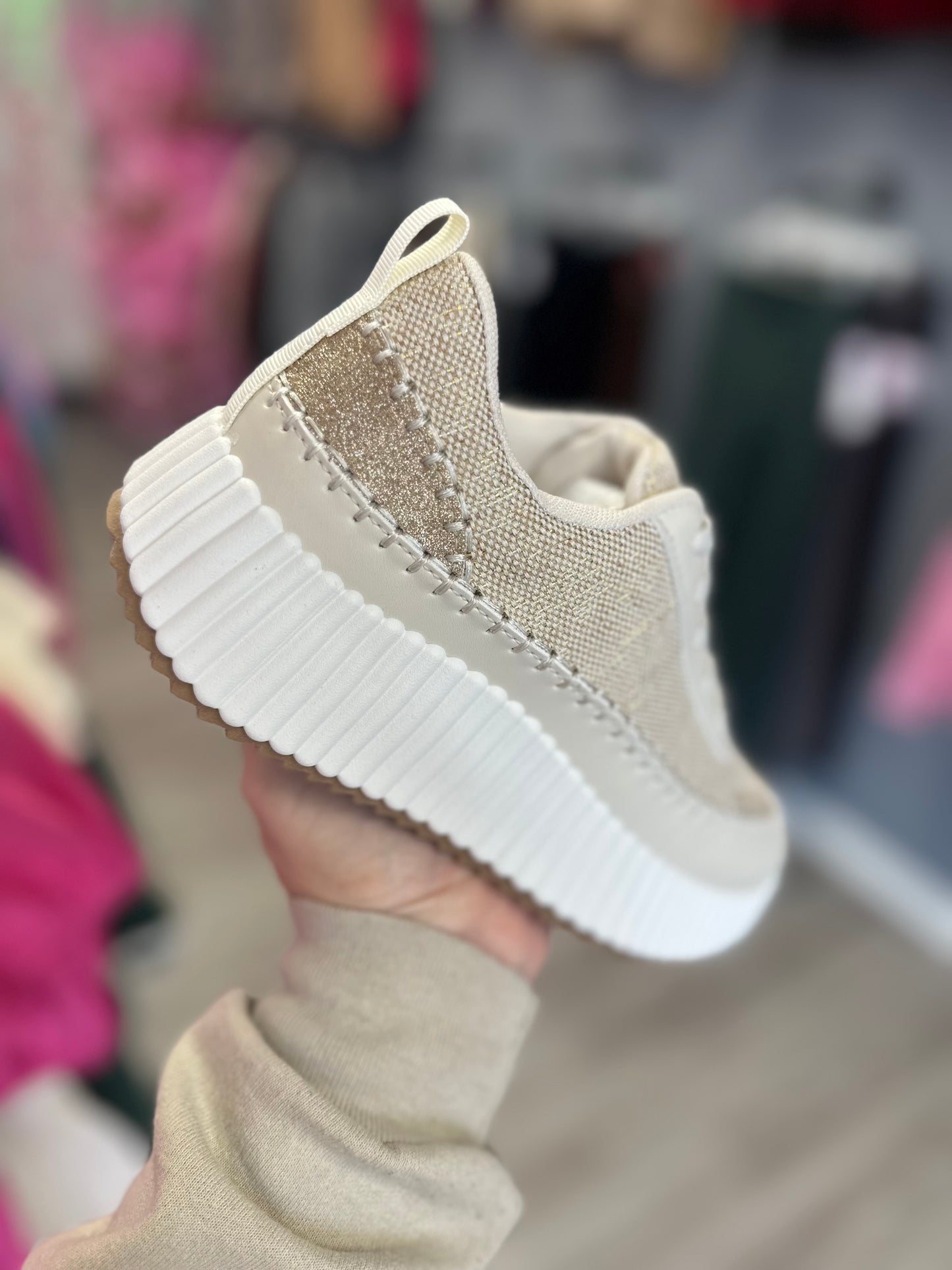 Gold Stitched Platform Tennies