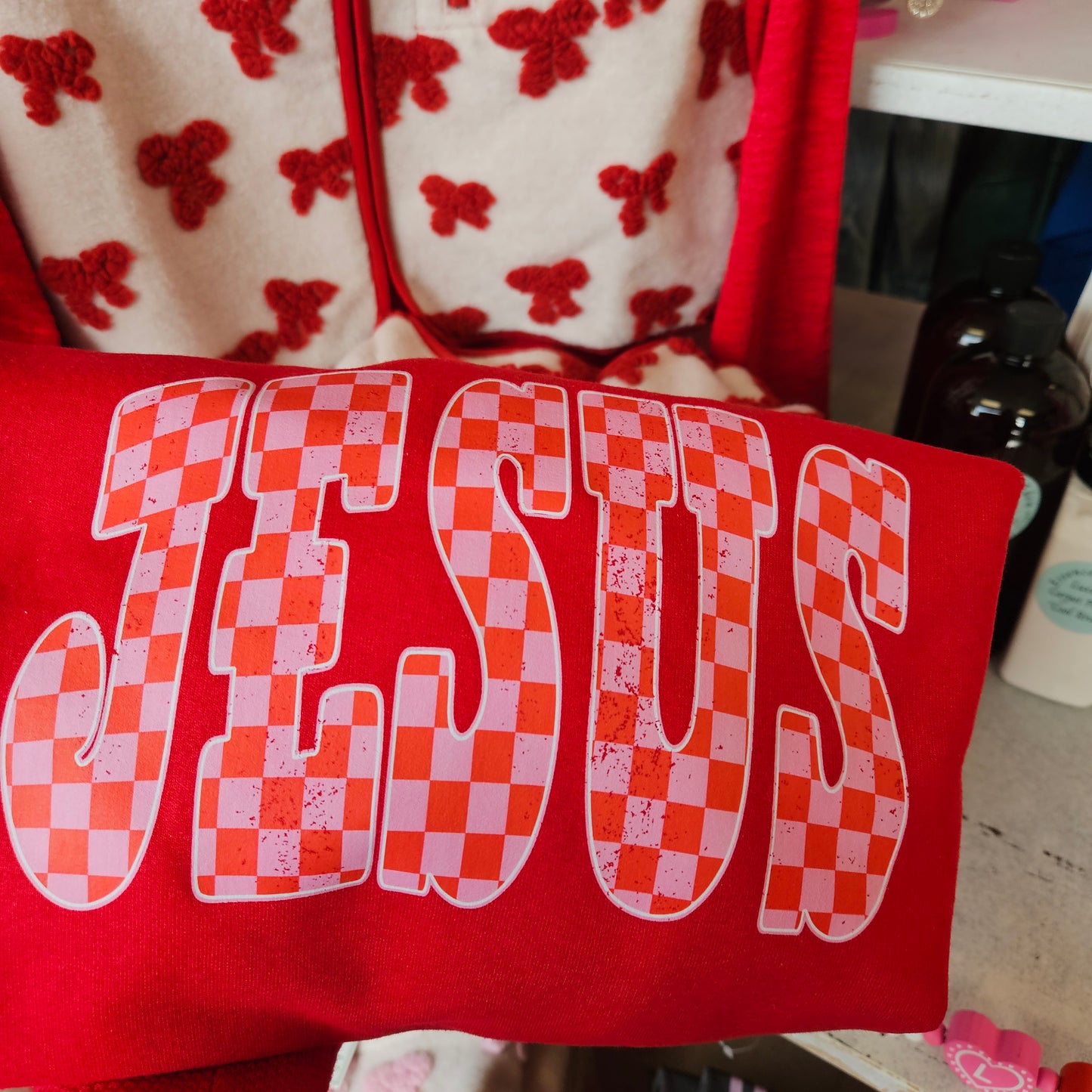 Checkered Jesus Crewneck