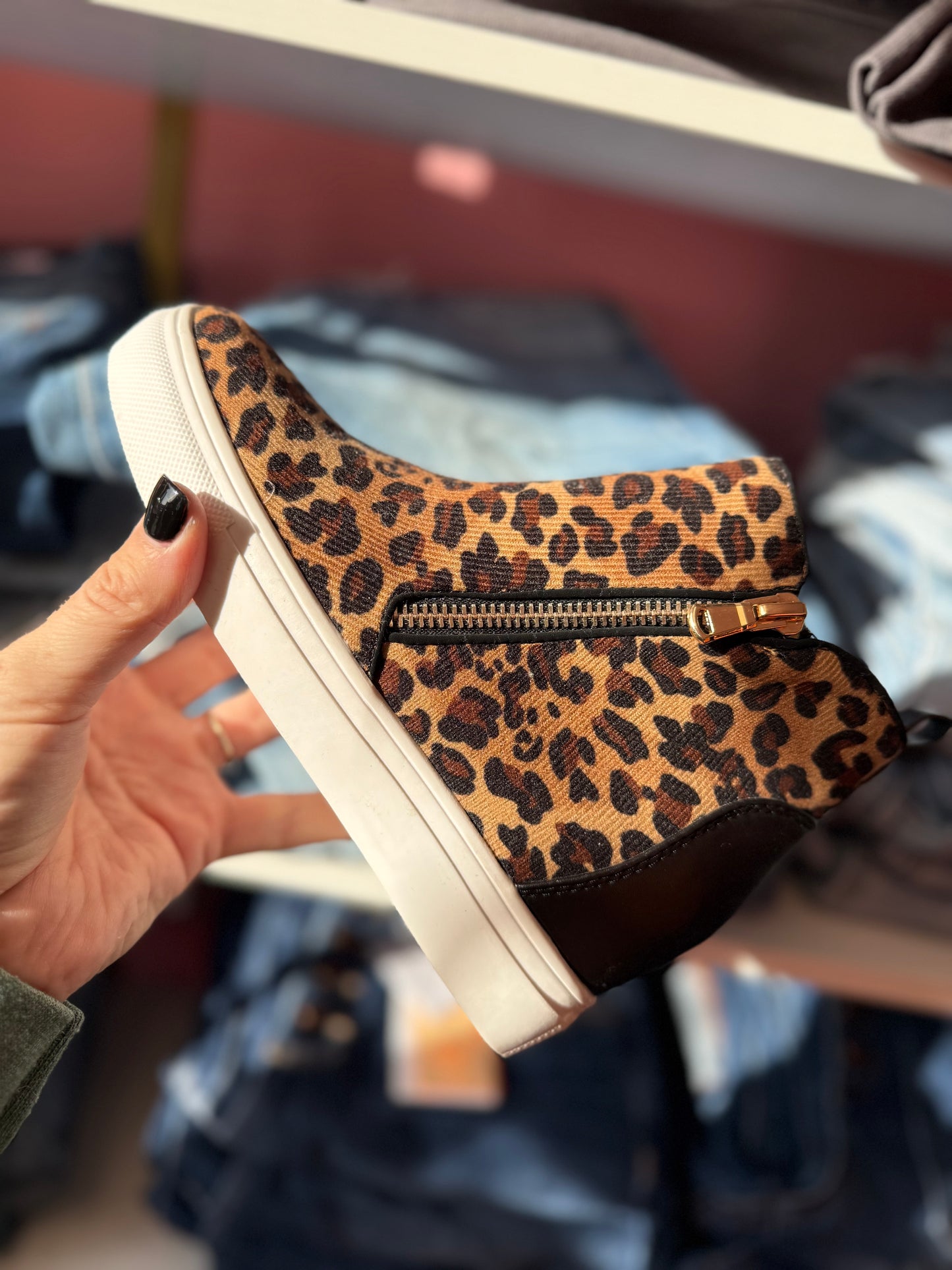 Leopard Wedge Booties