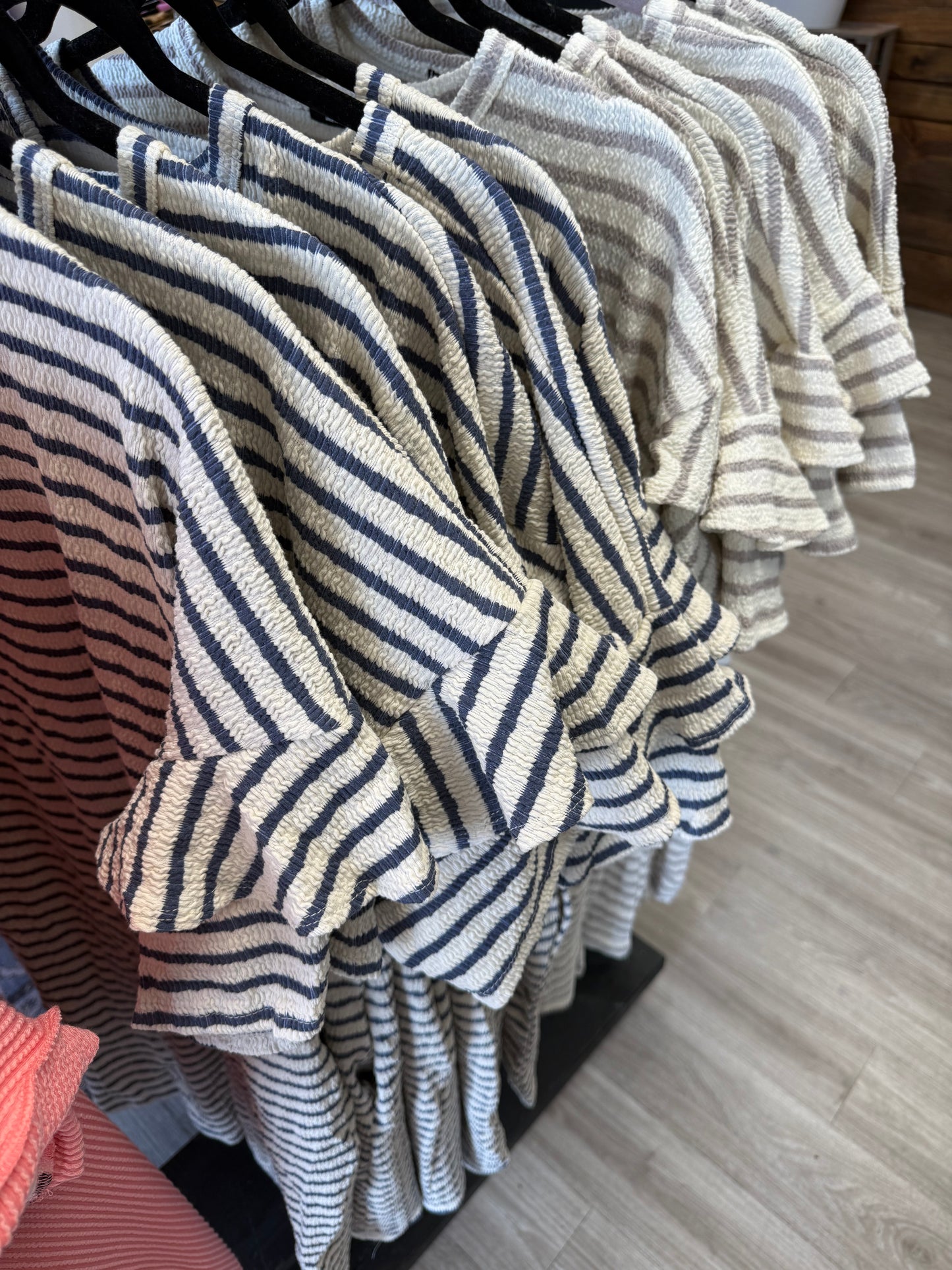 Ruffle Sleeve Striped Dress
