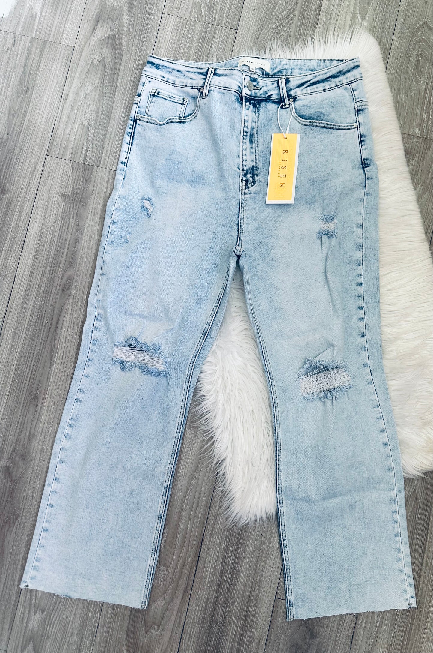 Curvy Acid Wash Jeans Risen