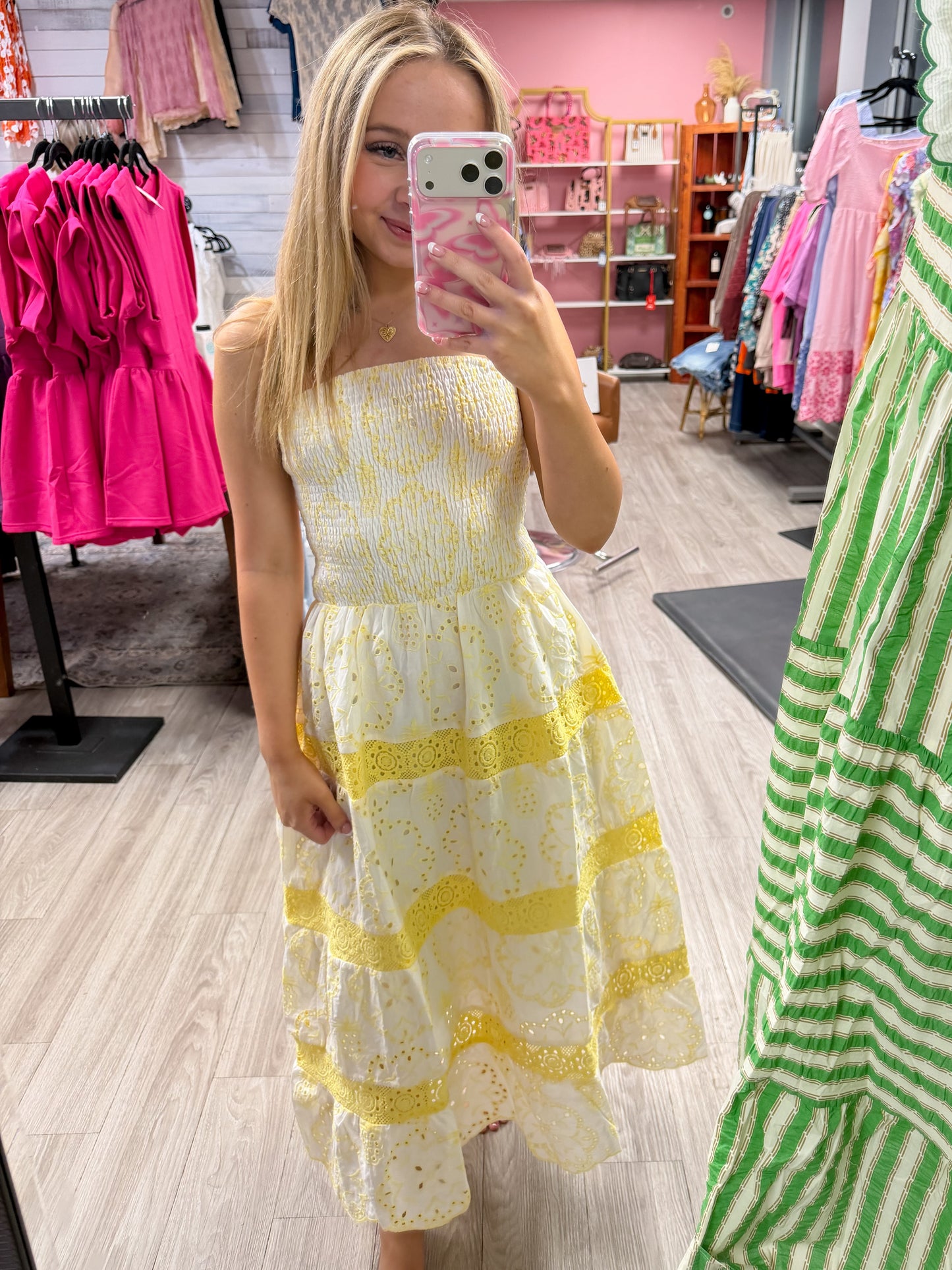 Sunshine Midi Strapless Dress