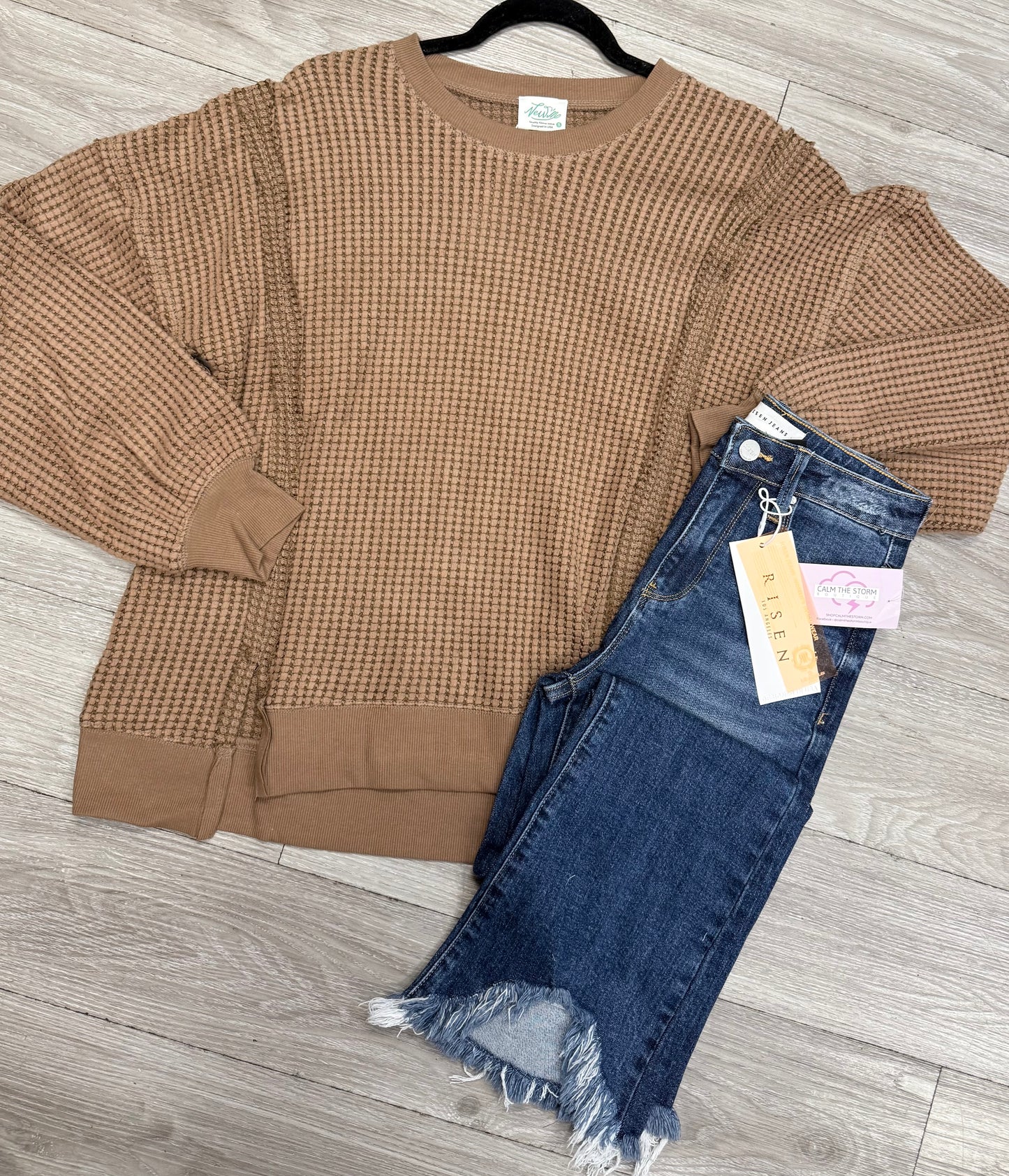 Split Hem Waffleknit Top