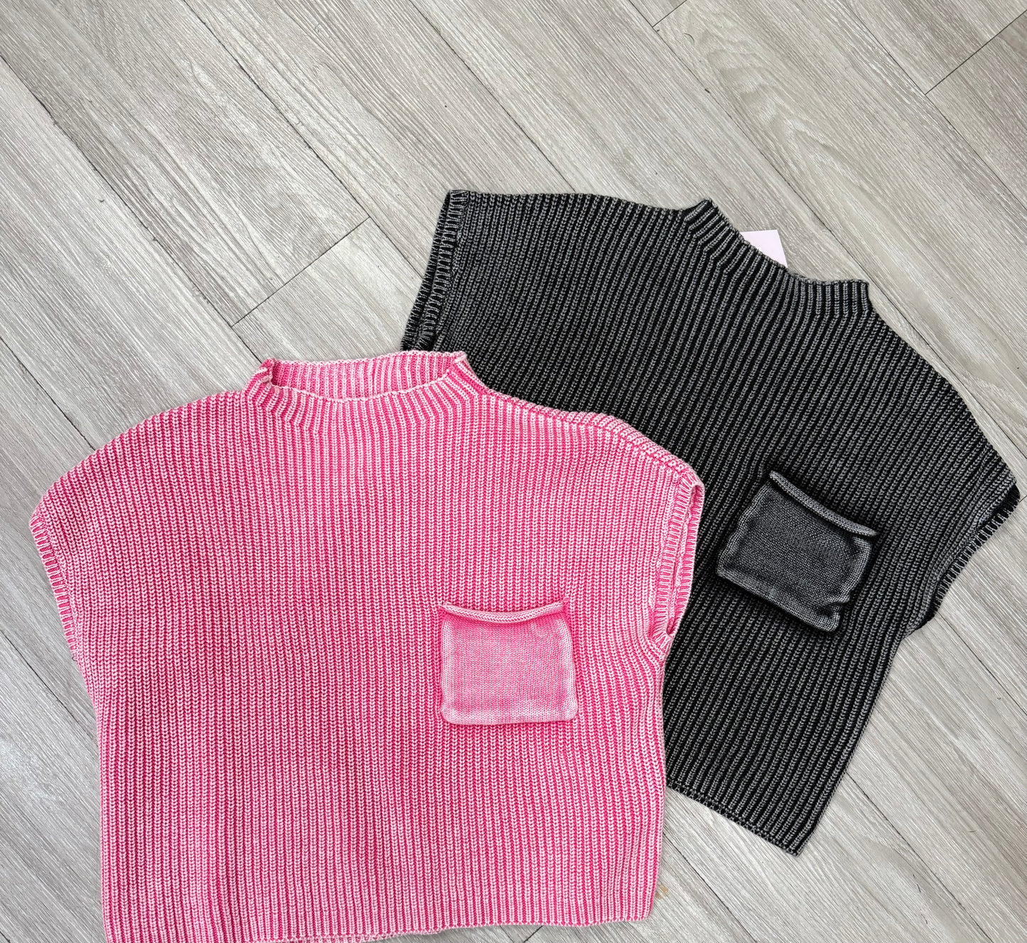 Mock Neck Washed Sweater