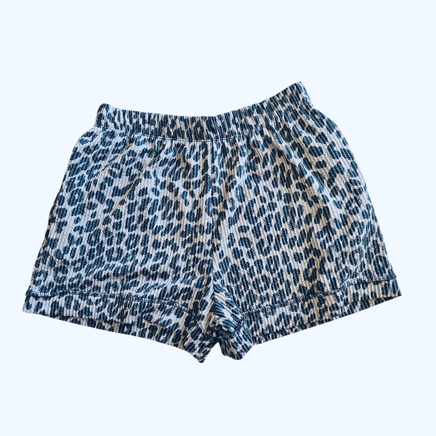 Gray Leopard Ribbed Shorts