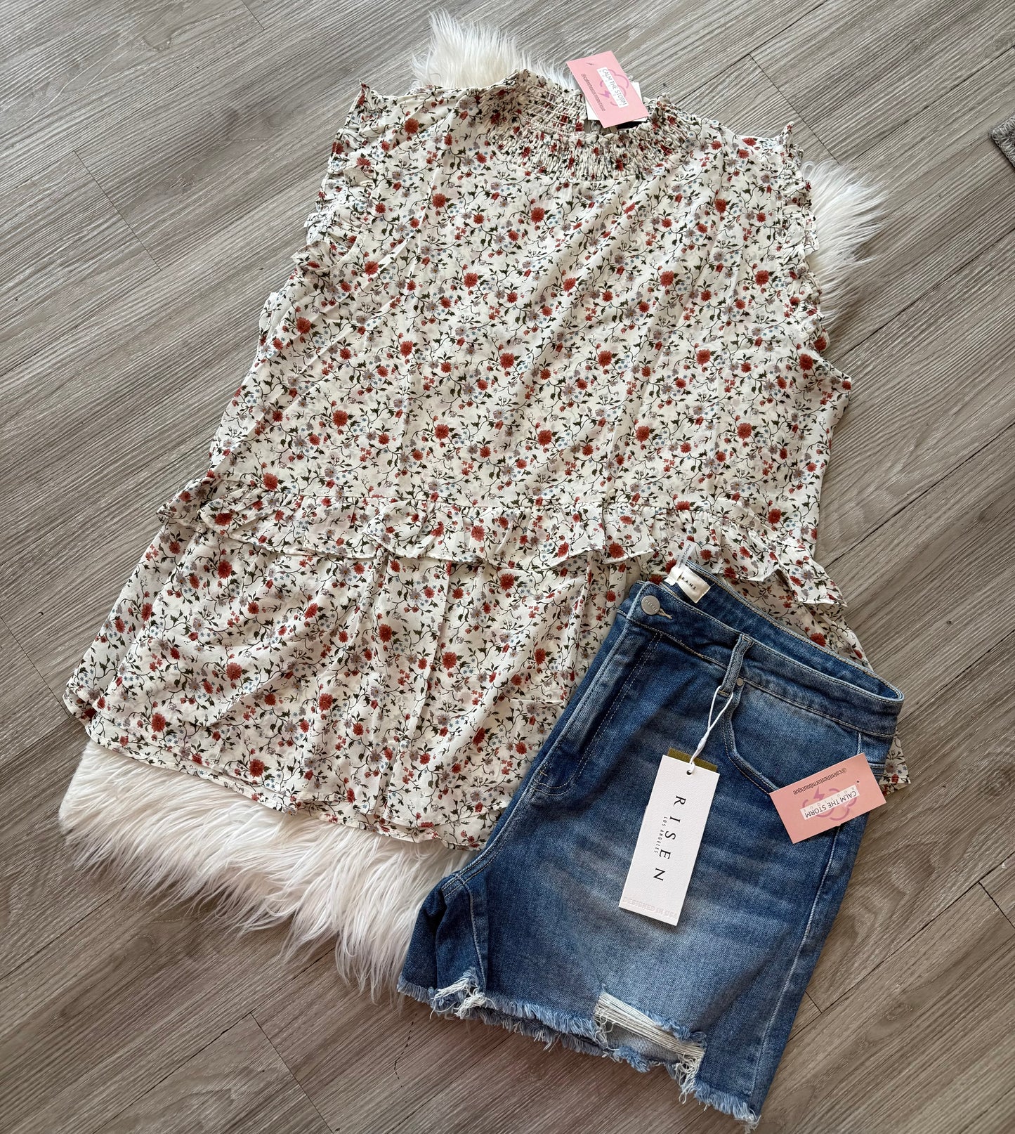 Curvy Floral Cap Sleeve Shirt