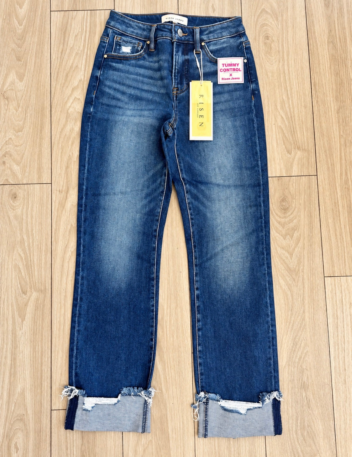Risen Tummy Control Cuffed Jeans