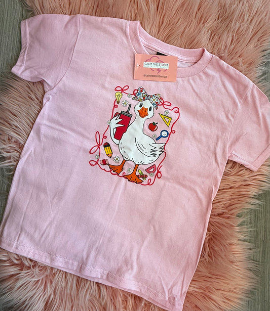 Kids Pink Goose Back to School Tee