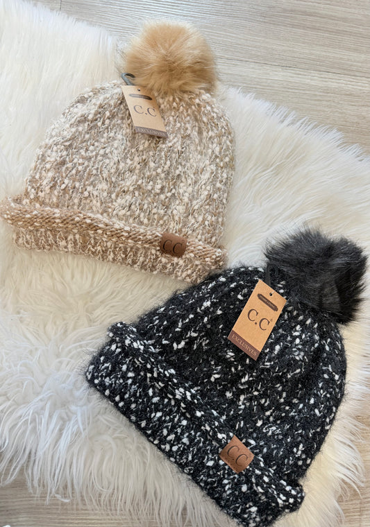 Fur Lined Beanie with Pom