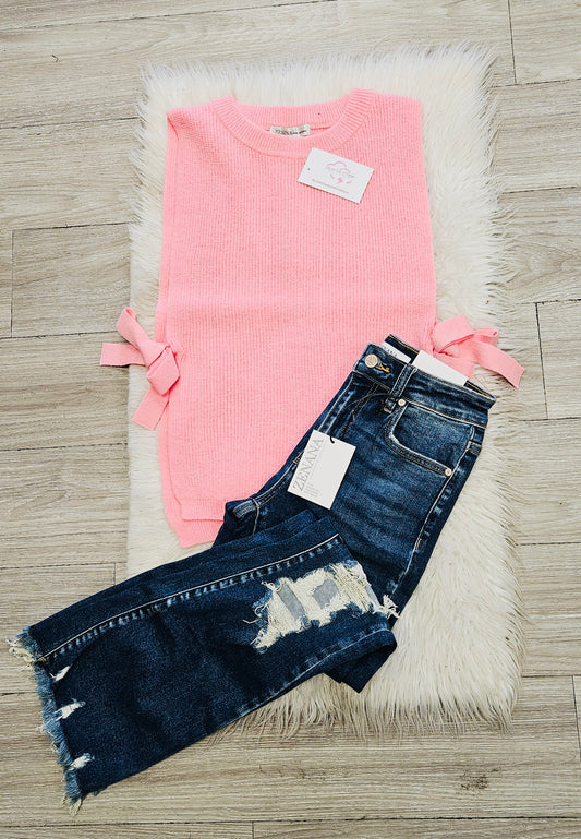 Pink Tie Sweater Vest