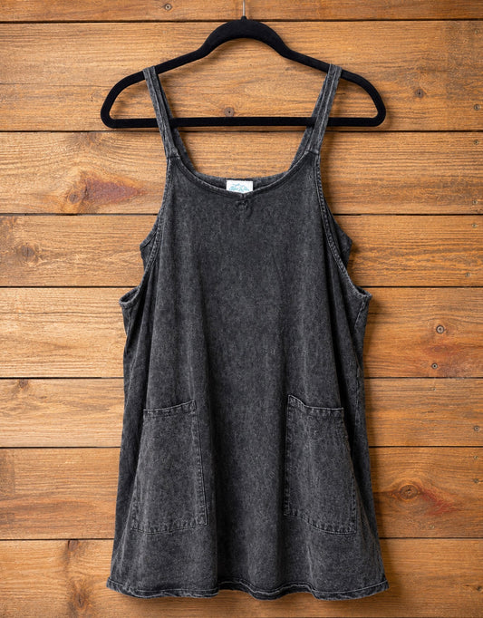 Washed Black Romper Dress Built in Body Suit
