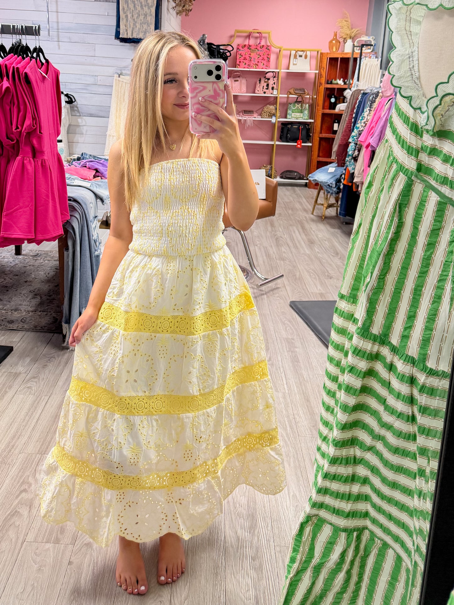 Sunshine Midi Strapless Dress