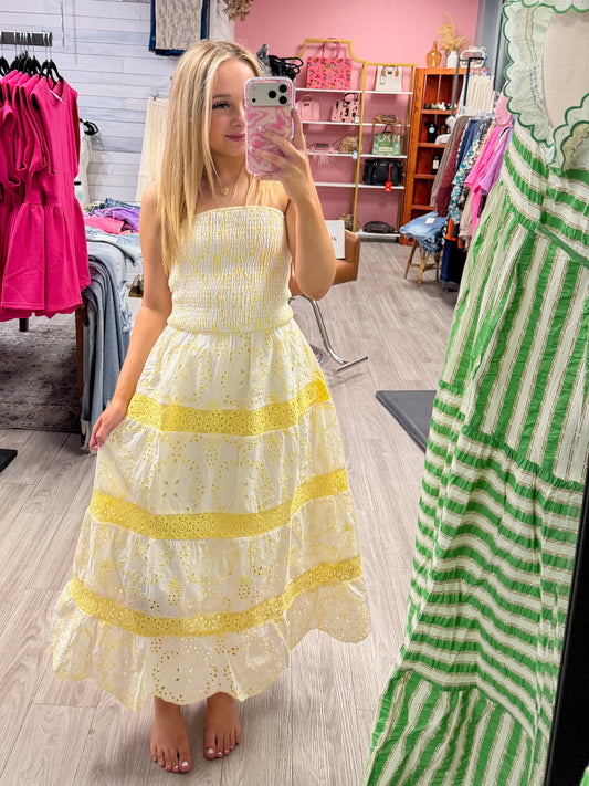 Sunshine Midi Strapless Dress