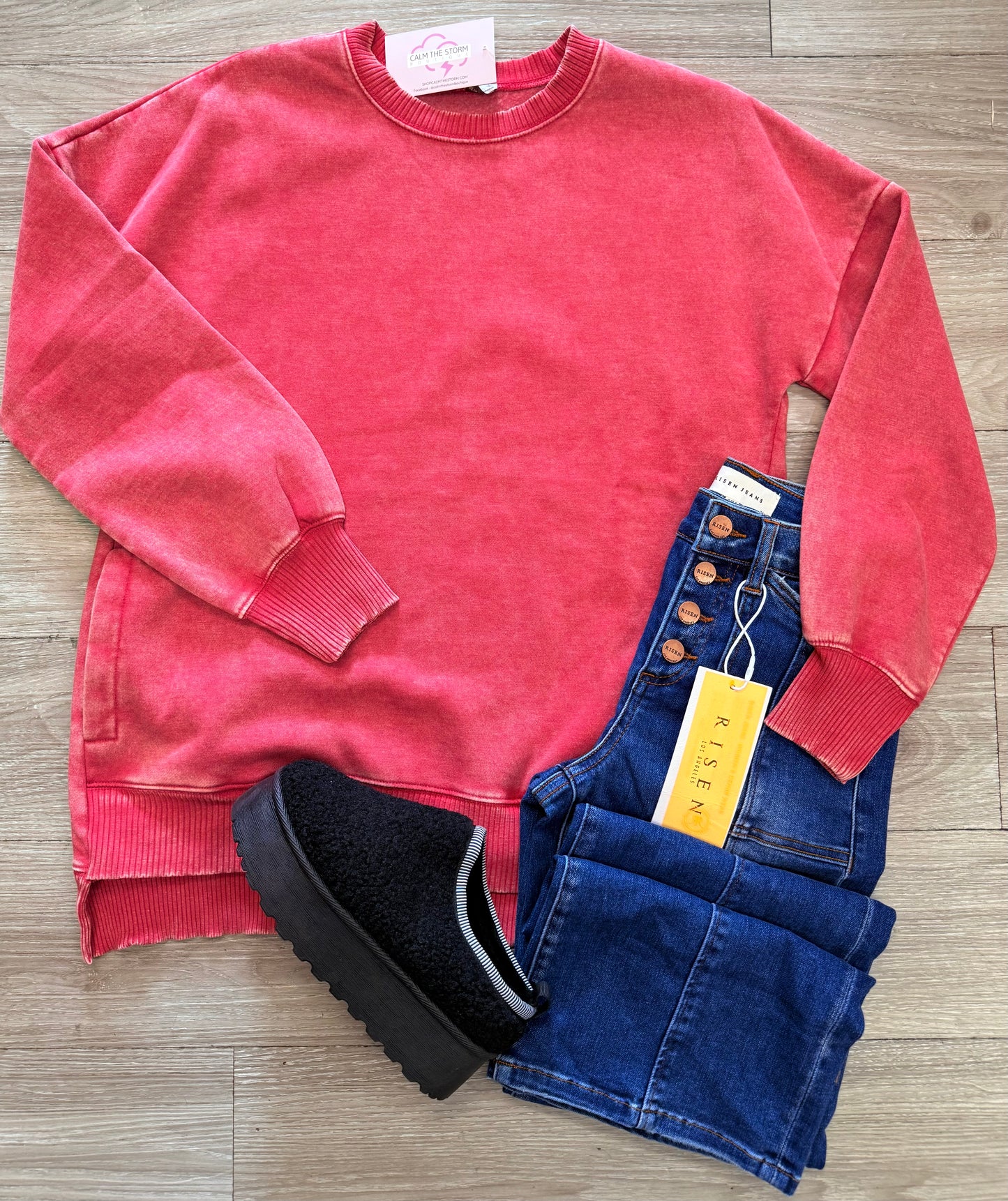 Red Mineral Wash Sweatshirt