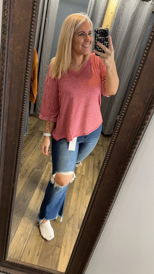 Curvy V-Neck Blouse