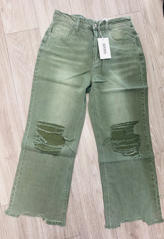 Olive Cropped Jean