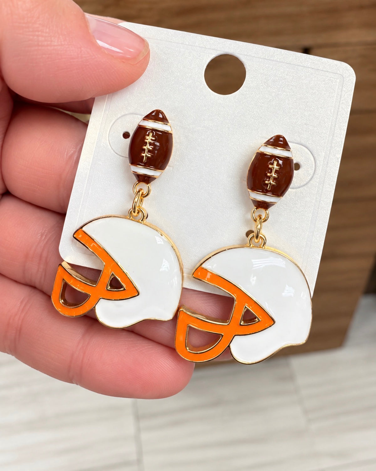 White Helmet Earrings