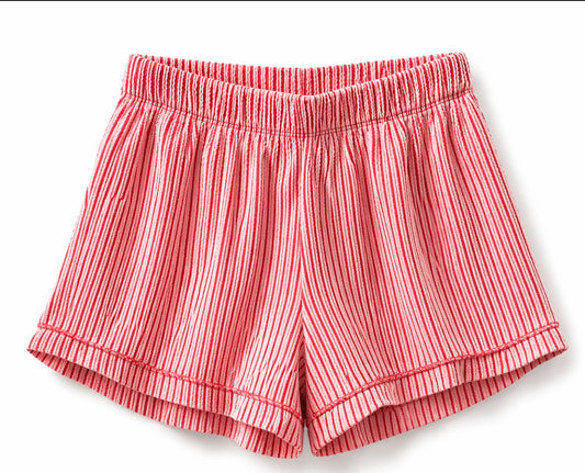 Ribbed Red Striped Shorts