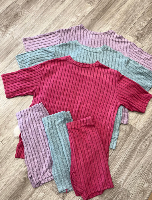 Ribbed Biker & Oversized Tee Set