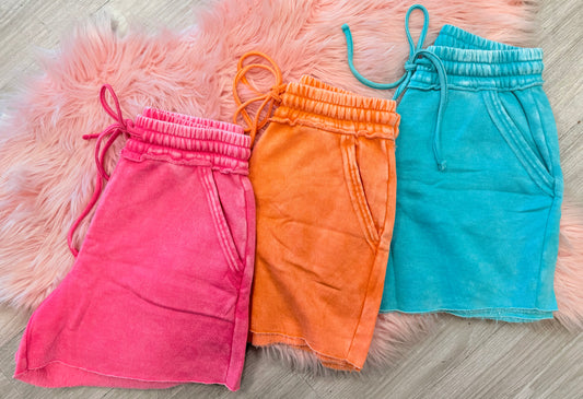 Mineral Wash Casual Shorts