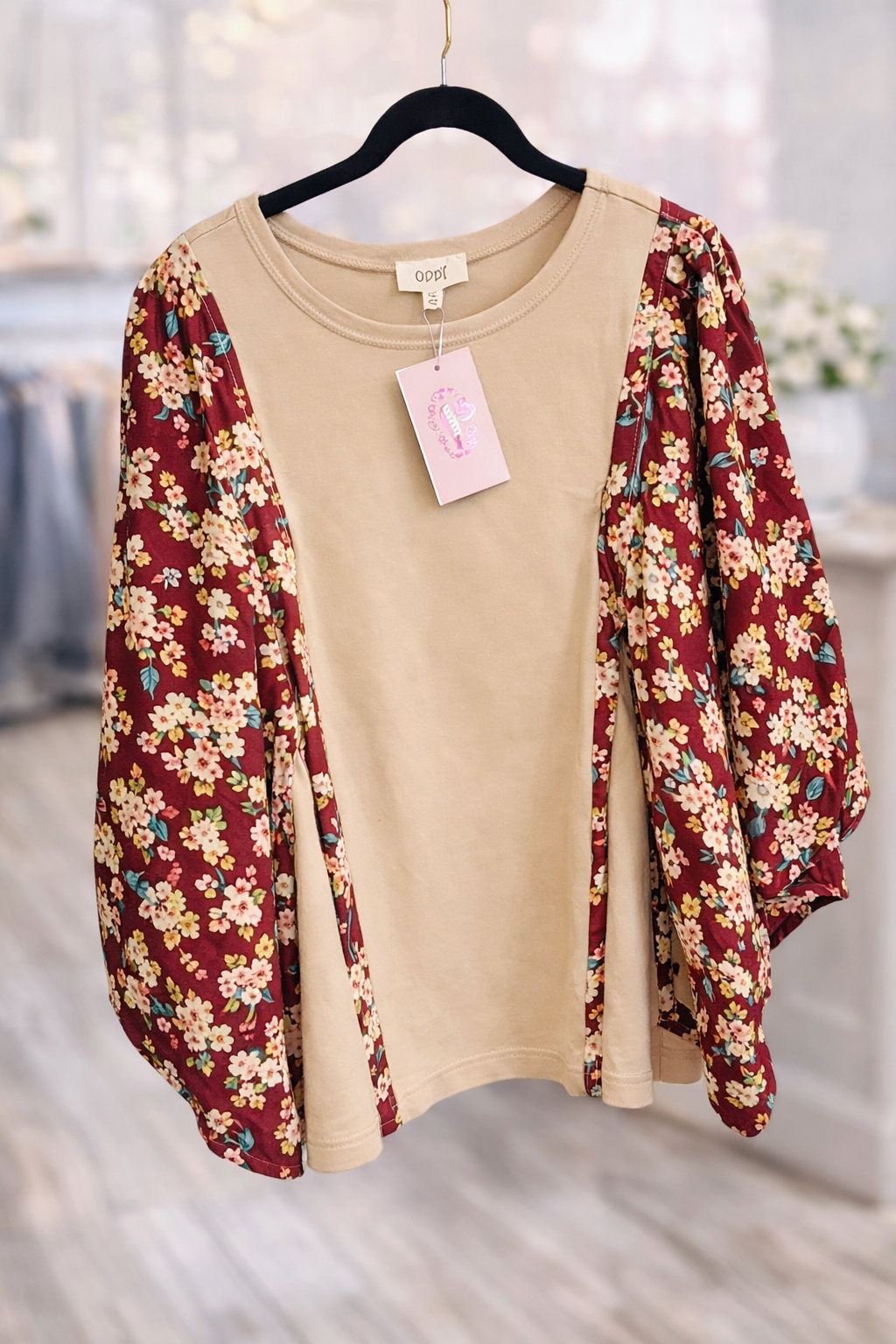 Red Curvy Floral Top