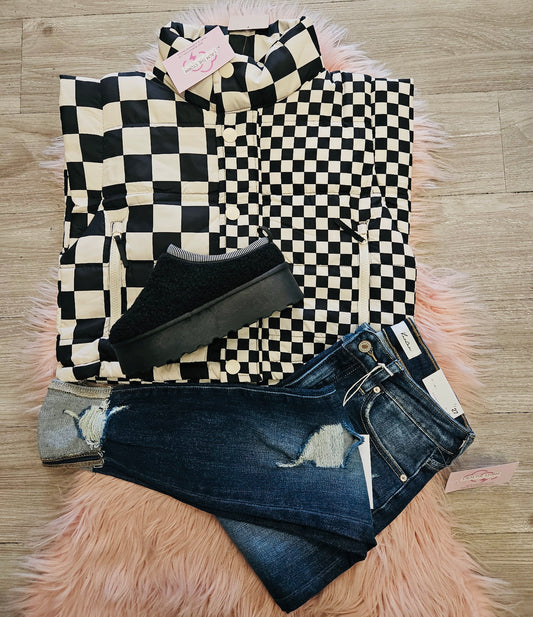 Checkered Puffer Vest