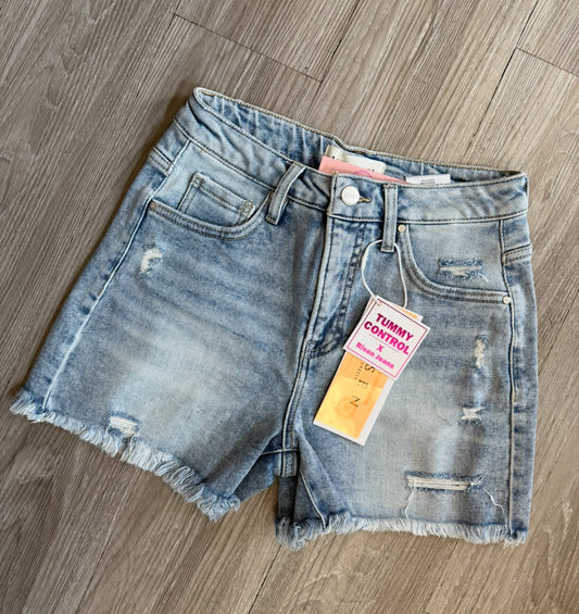 Risen Distressed Tummy Control Shorts