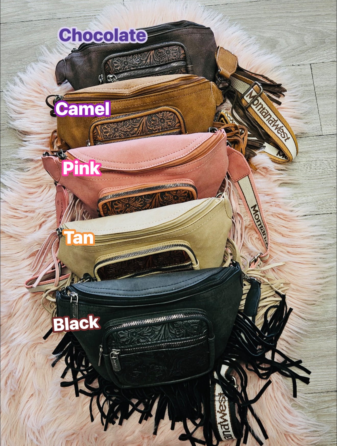 Leather Fringe and Tooled Bum Bag