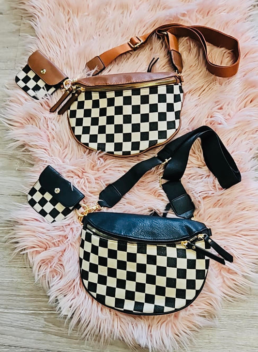 Checkered Bum Bag w/ Coin Purse