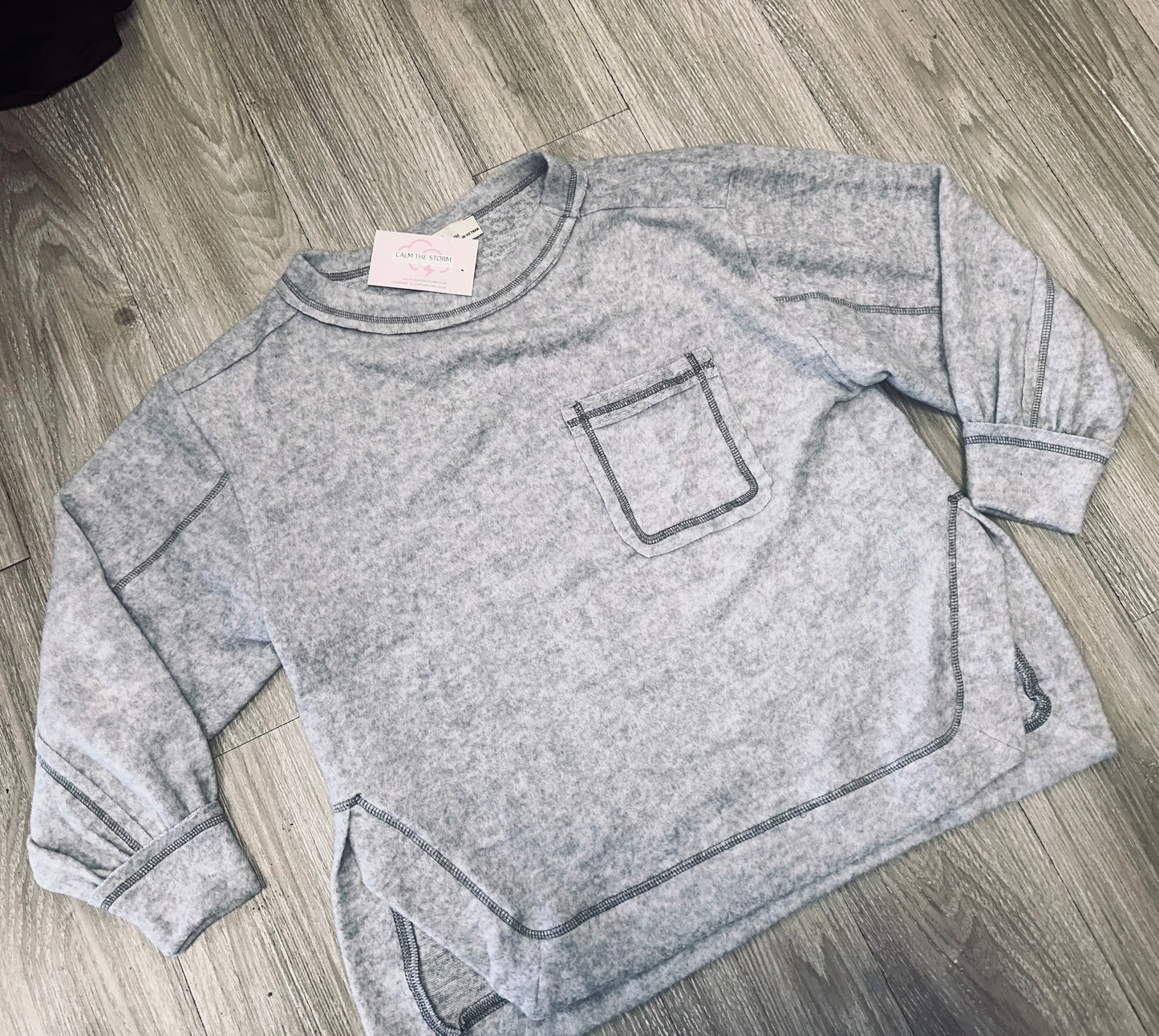 Gray Split Hem Sweater