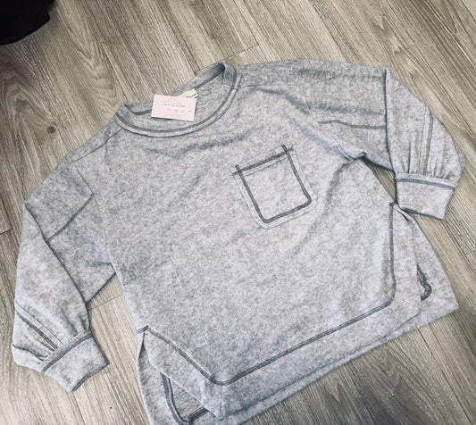 Gray Split Hem Sweater