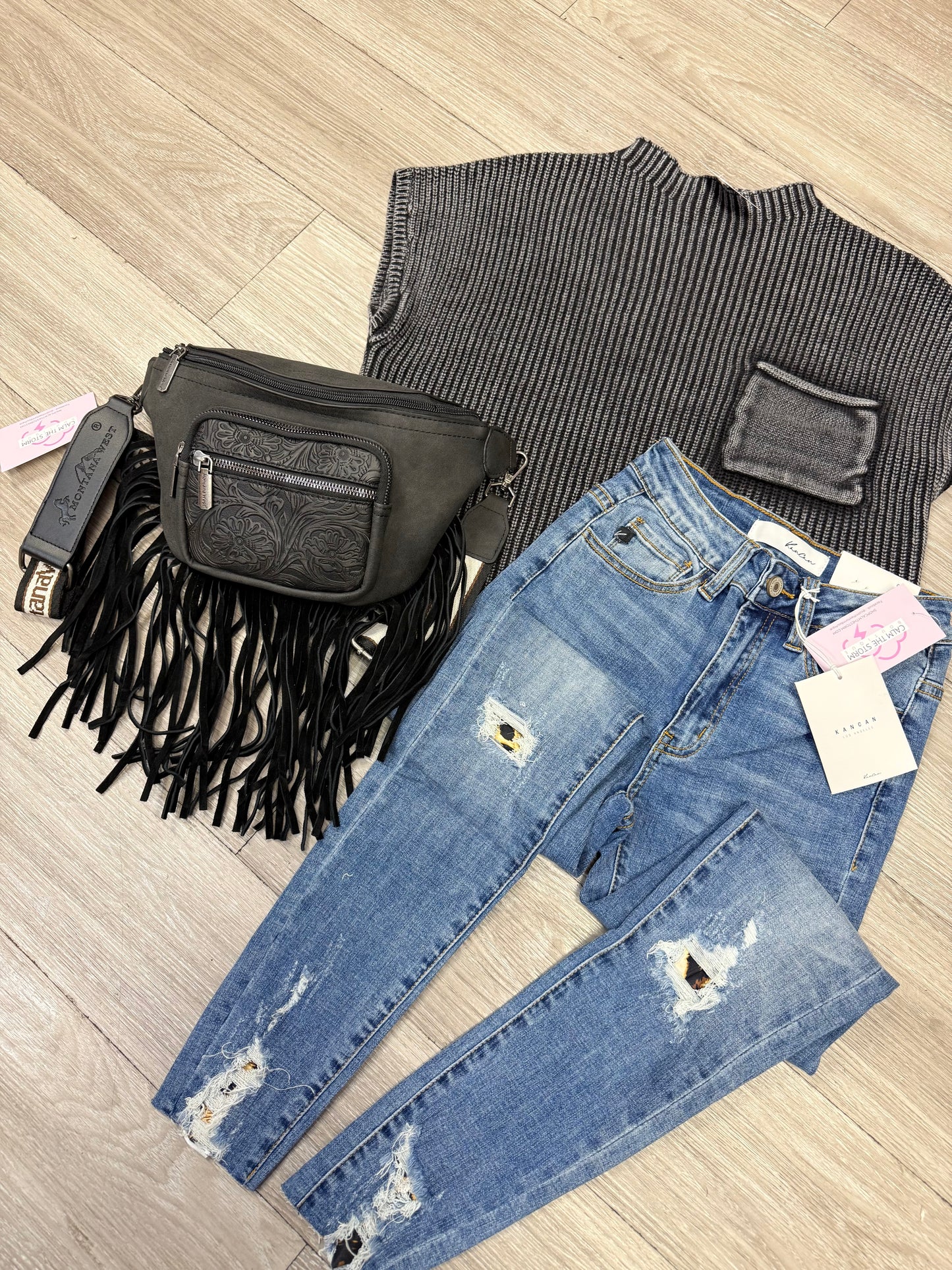 Kancan Cheetah Peek Skinny Jeans