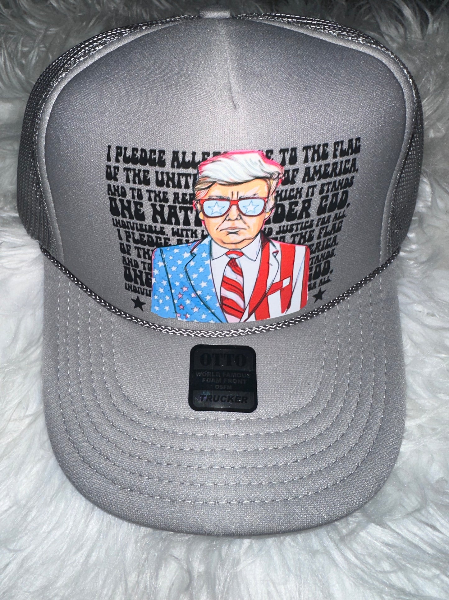 Pledge Allegiance Trucker Hat Gray