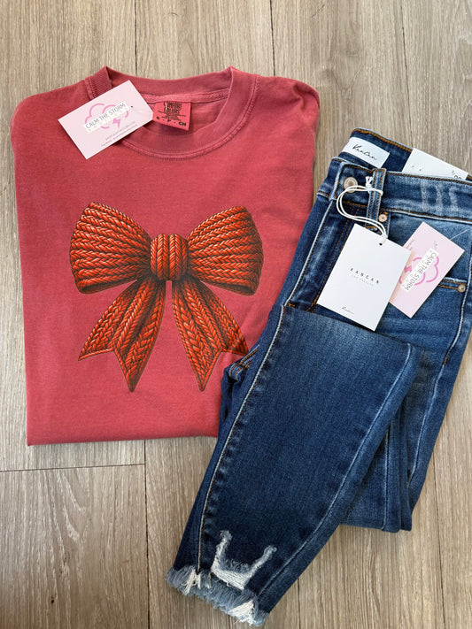 Comfort Colors Yarn Bow Tee