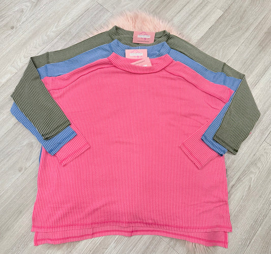 Split Hem Ribbed Top Curvy