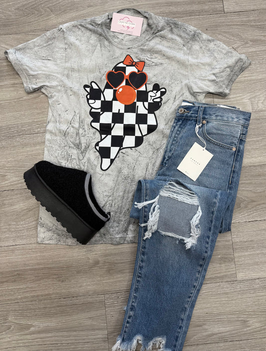 Comfort Colors Checkered Ghost Tee