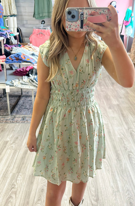 Sage Floral Dress